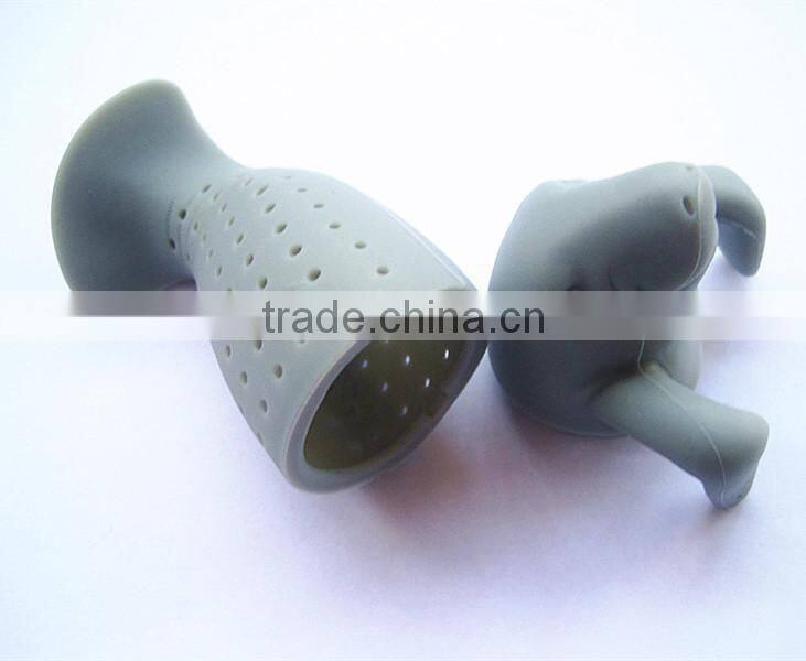 BPA free FDA approved food grade sharky manatee Mr.tea leaf shape unique loose silicone tea infuser wholesale