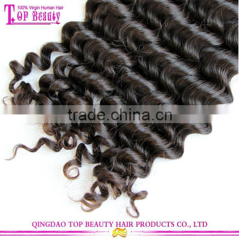 Double drawn 100% virgin real brazilian hair weft cheap deep wave human hair weft