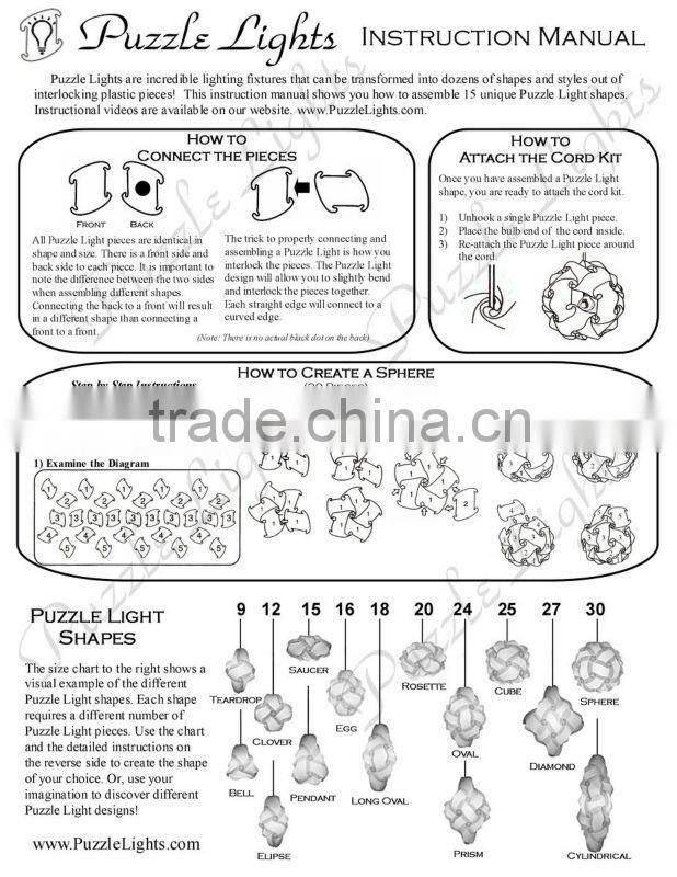 IQ Ceiling Lamp Shade-Modern Pendant Jigsaw Lighting Size M-Flatpack 25 cm Diameters After Assemble