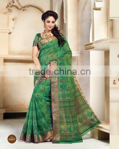 Rust Cotton Silk Saree