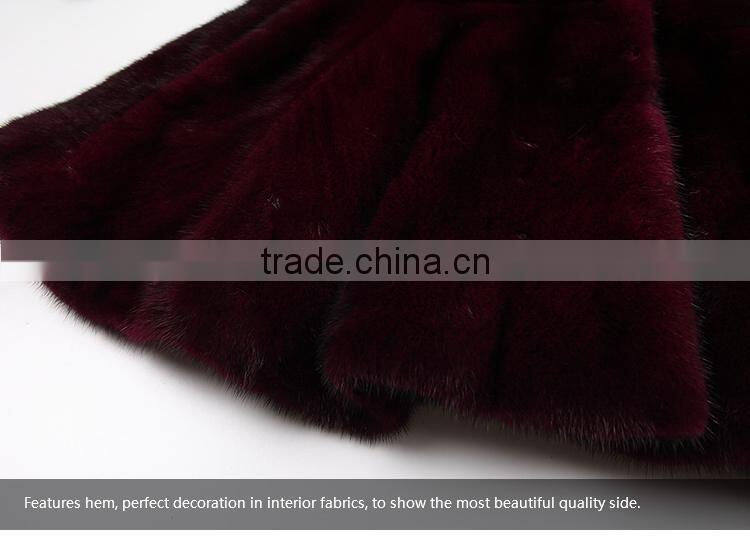 wholesale purple denmark mink fur coat with factory price