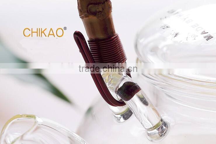 bamboo handle glass teapot