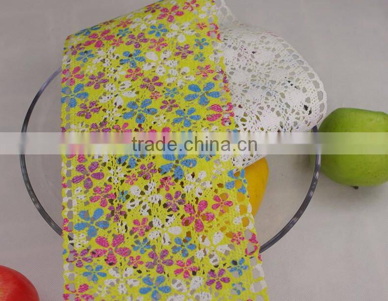Shoes material 100% cotton printing french tipping lace trim 1600308