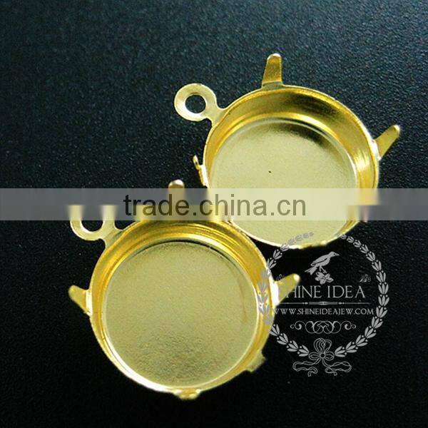 12mm setting size silver plated vintage style round bezel tray DIY pendant charm supplies 1411118