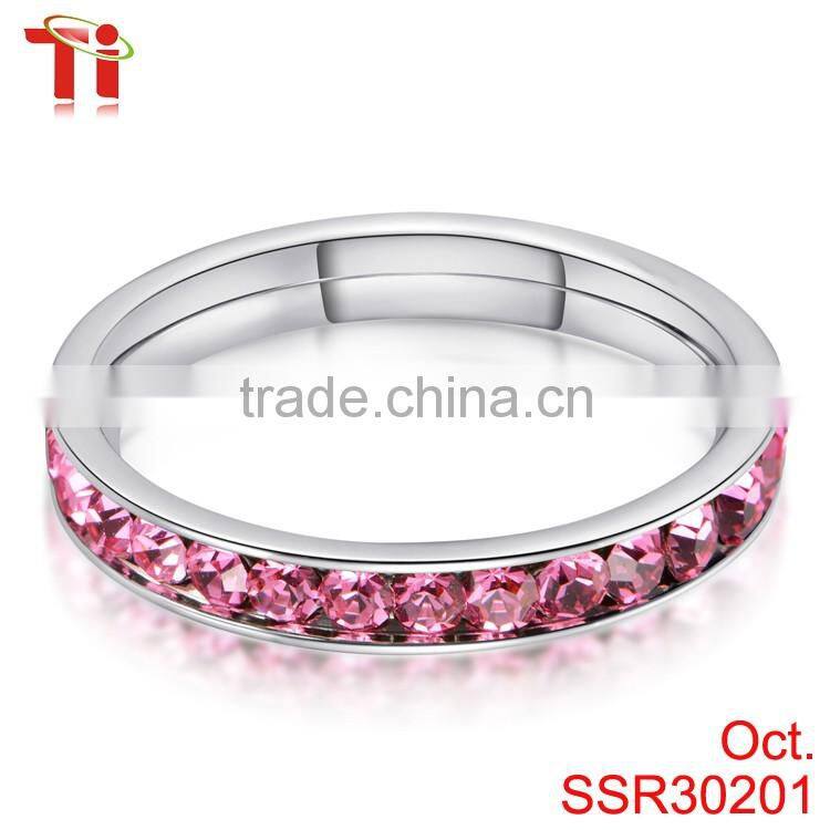 premier jewelry wedding engagement ring diamond single stone ring designs silver color stainless steel channal setting crystail