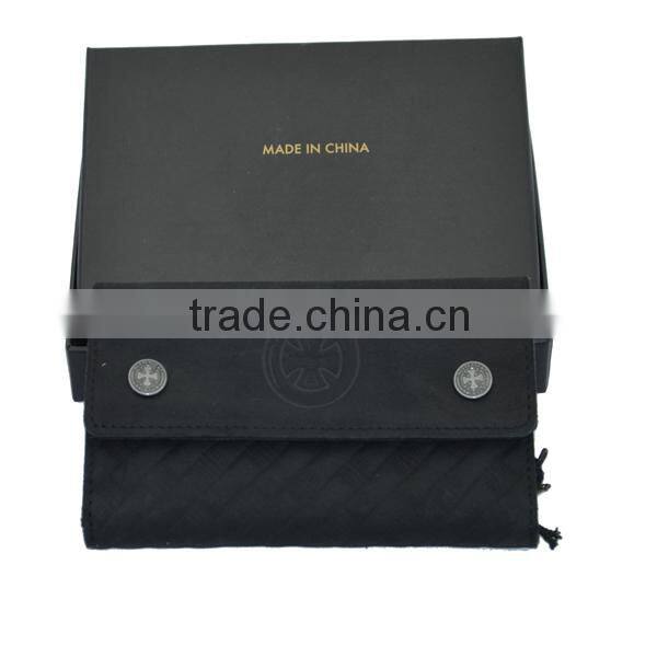 folding stud genuine leather wallet with engraved badge