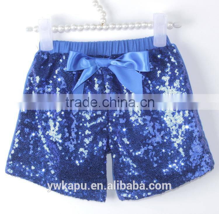 Kapu art & craft firm wholesale high quality children shiny summer kids elastic sequin shorts for 0-8 years