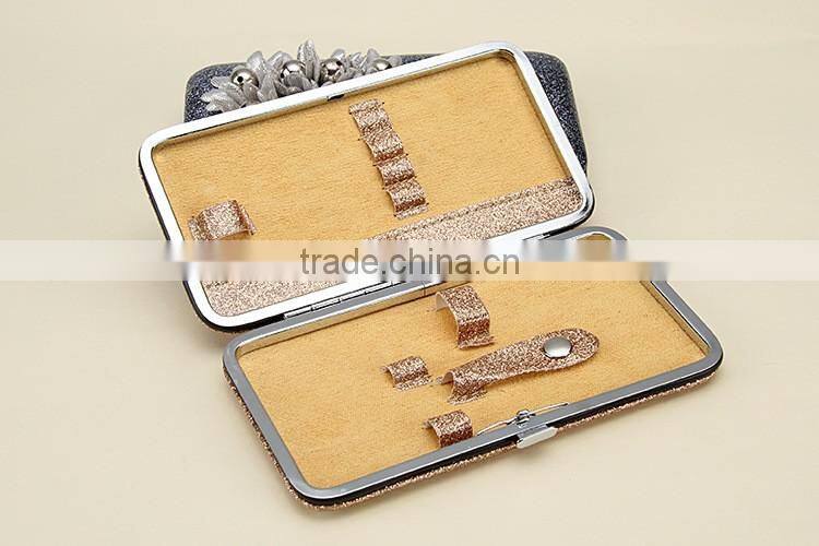 Bonvatt beauty stainless steel manicure set shining colorful pouch luxury manicure set