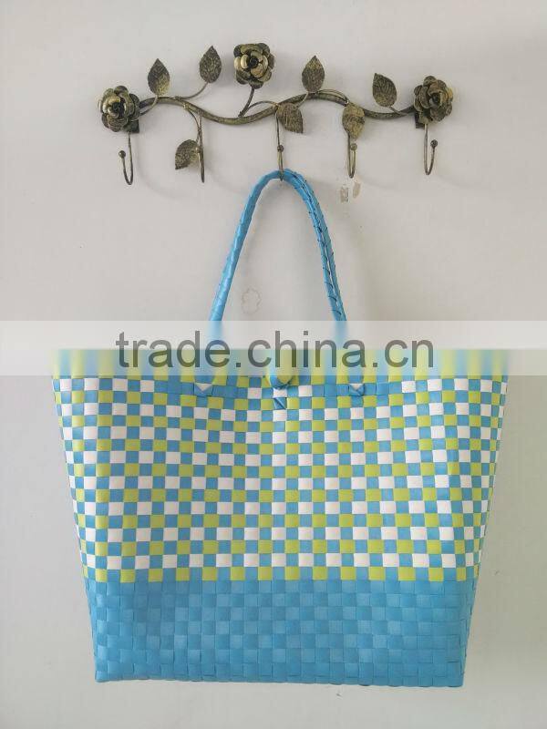 PP stripes straw handbag