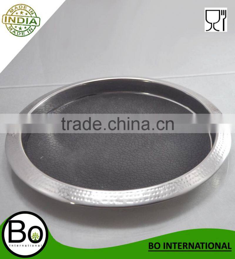 Stainless Steel Hammered Bar Tray With Mat