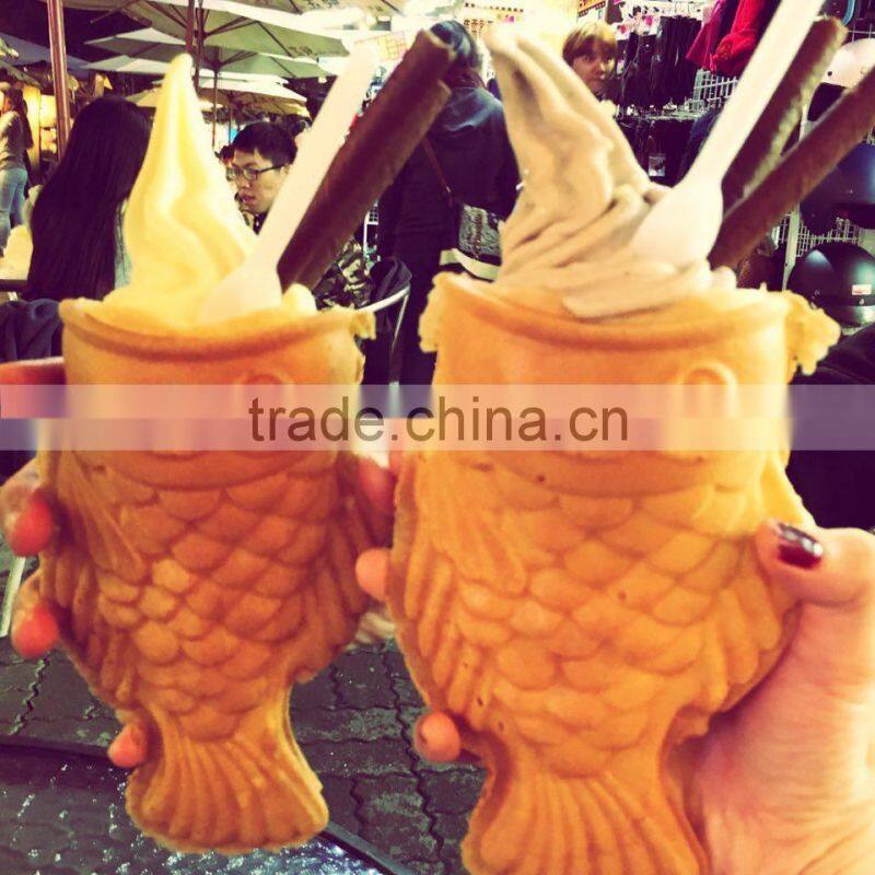 Korean Open Mouth Fish Waffle Machine Ice Cream Cone Taiyaki Machine