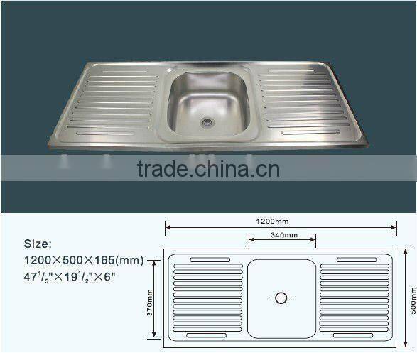 Layon single bowl stainless steel kitchen sink with drainboard