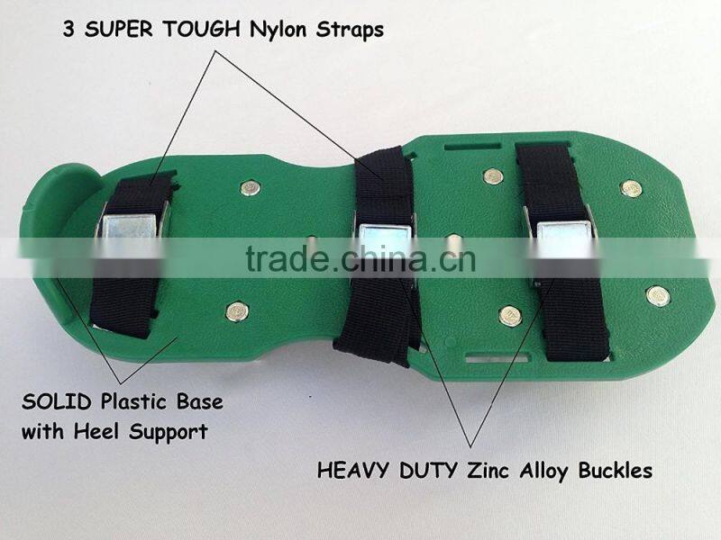 Lawn Aerator Shoes w/Metal Buckles and 3 Straps Lawn Aerator Sandals, Turf Aerating Shoes