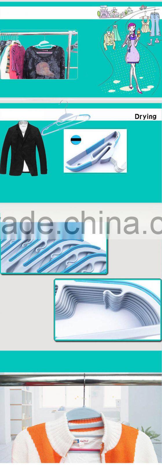 anti-slip laundry clothes hanger/closet clothes hanger hook package of 10 pcs-green