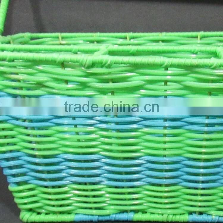 New kitchen storage tool green & blue plastic wicker woven utensil holder