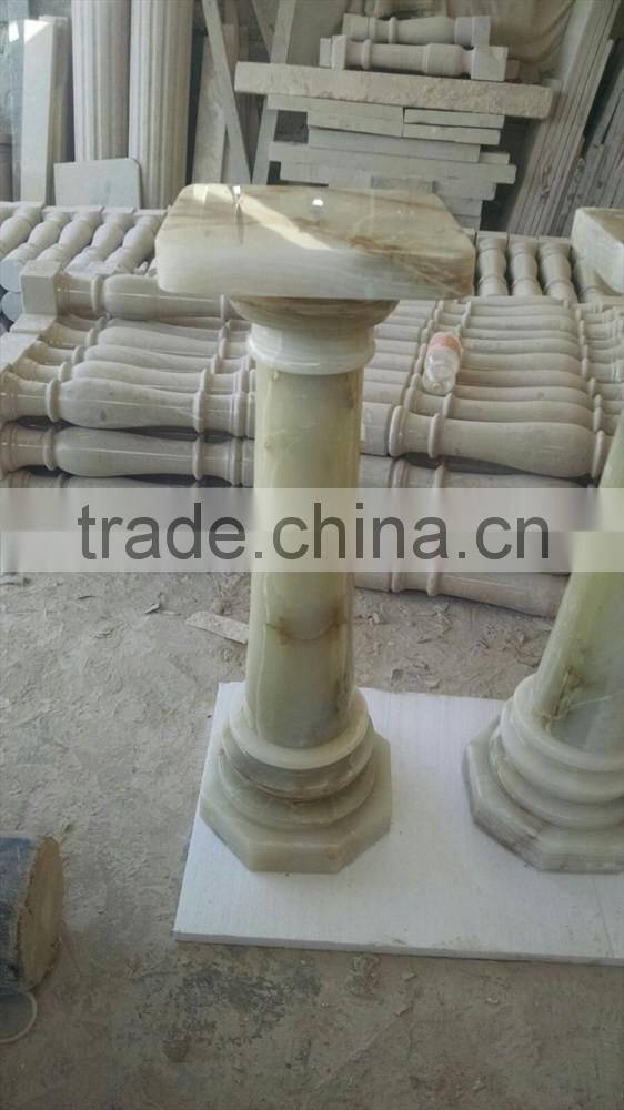 NEW ARRIVAL LIGHT GREEN ONYX COLUMNS PILLARS CARVED TOP