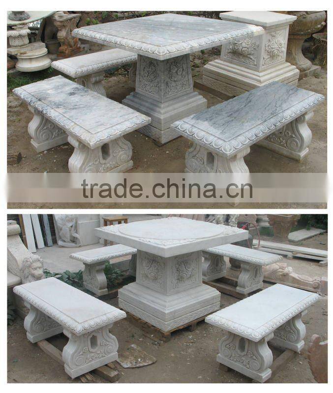 Outdoor Decorative Marble Stone Table and Benches