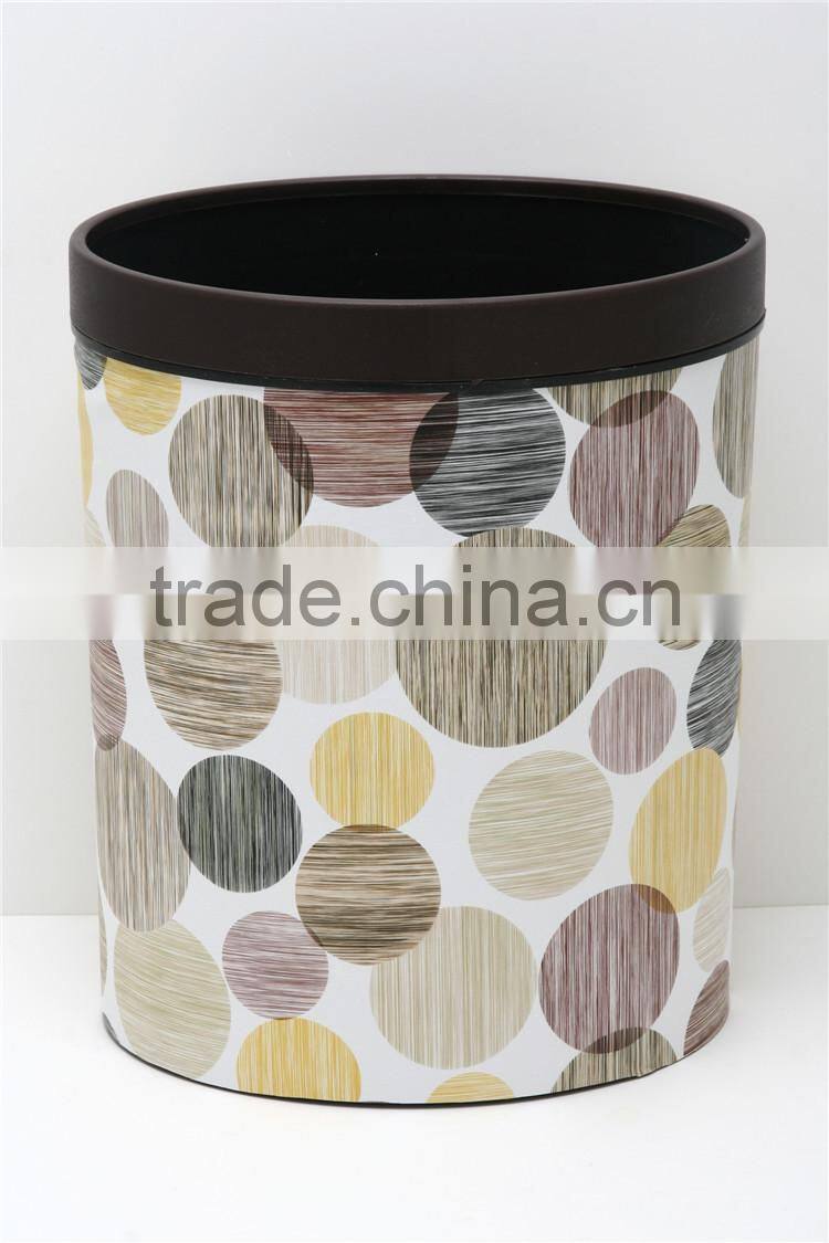 Plastic Leather Medium Semi Round Trash Can Wastebin 9L