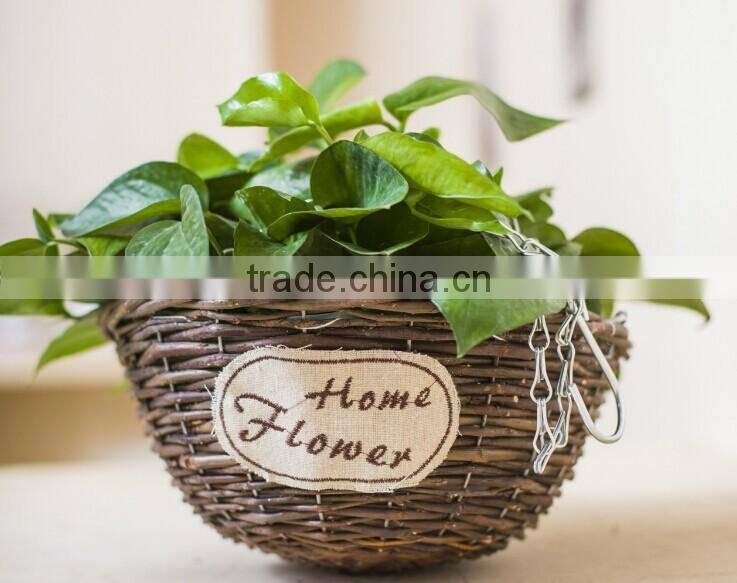 100%Handmade plastic lined plant basket baskets for potted plants