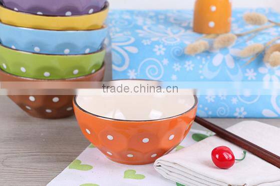 5'' dot printing ceramic bowl , promotion dot printing bowl