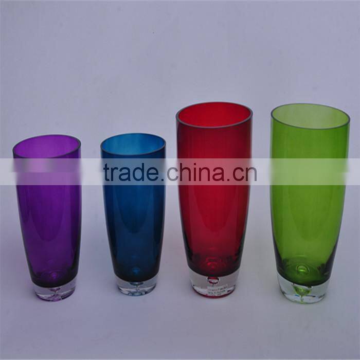 Interior Decoration Clear Colored Glass Vase With Bubble