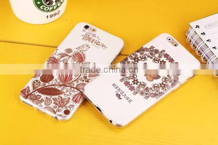 Color painting retro flower case cover, back cover case for iPhone 6