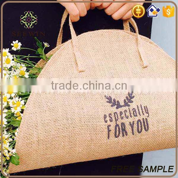 convinient natiral jute handed floral bag for packing