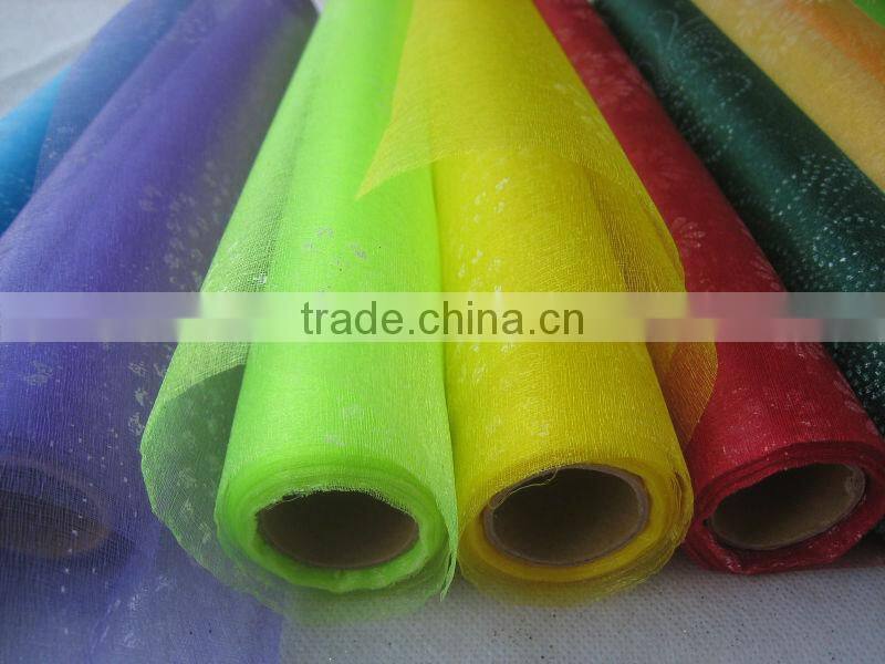 rainbow beautiful christmas silk organza fabric india for flower wrapping