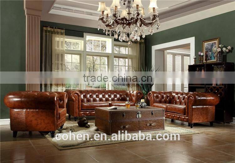 Jane European style cheap living room furniture design center table trunk with genuine leather covered