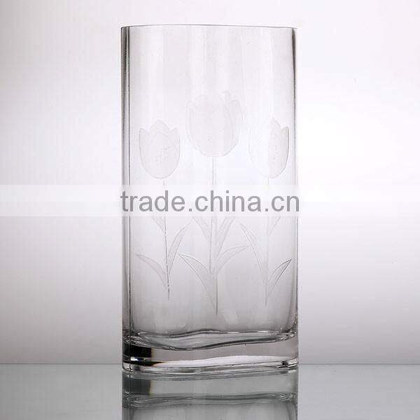 hand carved crystal glass vase