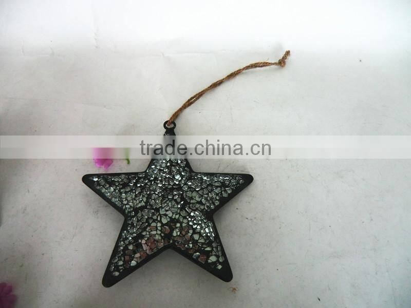 Silver Crackle Mosaic Star Murano Glass Christmas Ornaments