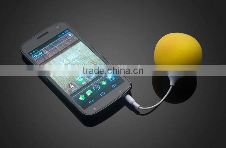 2016 Hot selling portable sponge USB mini ball speaker with 3.5mm jack audio cable for all mobile phone, laptop etc