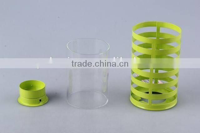 Home Decoration Candlestick/hollow out Design Iron+Glass Candle Holder