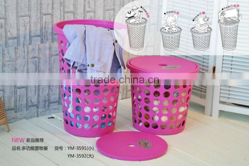 emc plastic round laundry basket with lid,storage box