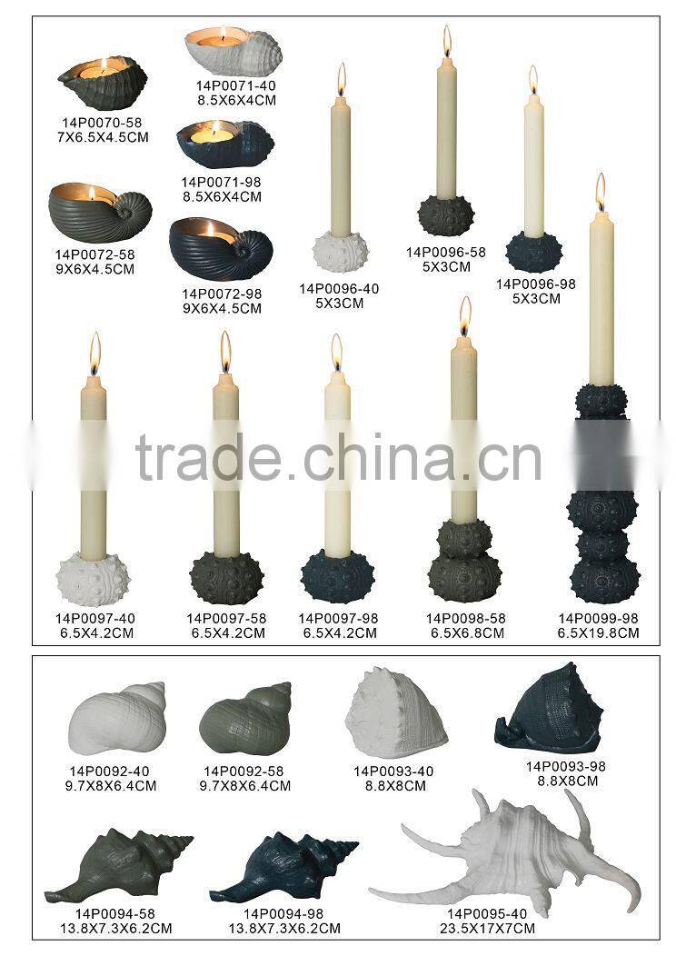 poly resin shell candle holder