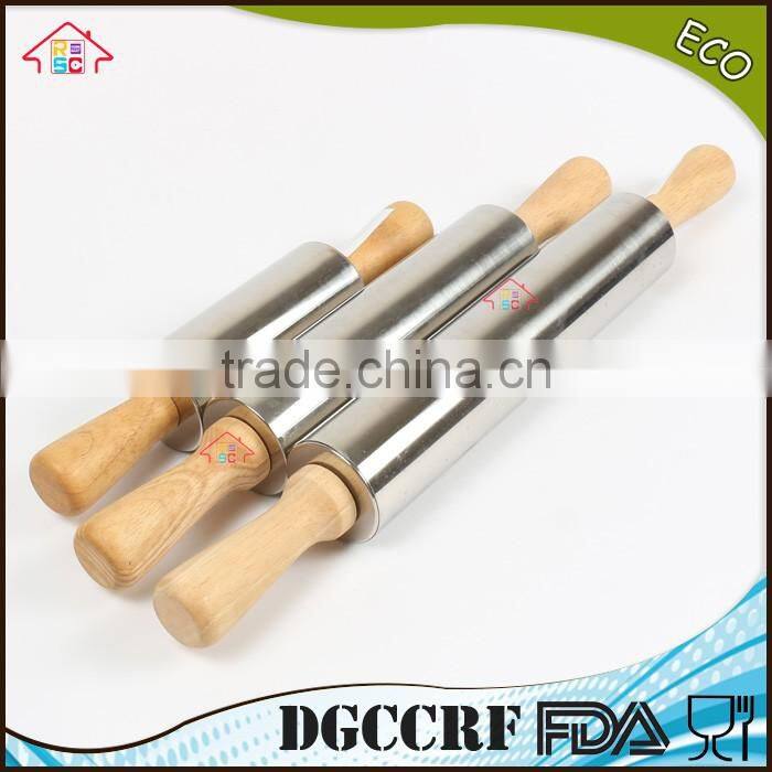 NBRSC Professional Non-Stick Roller metal Silicone Rolling Pin Dough Roller Wooden Handles