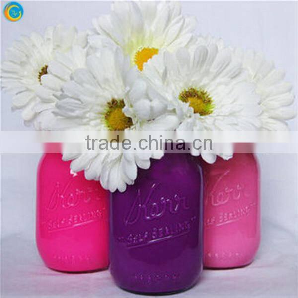 Pink and Purple Painted Mason Jar