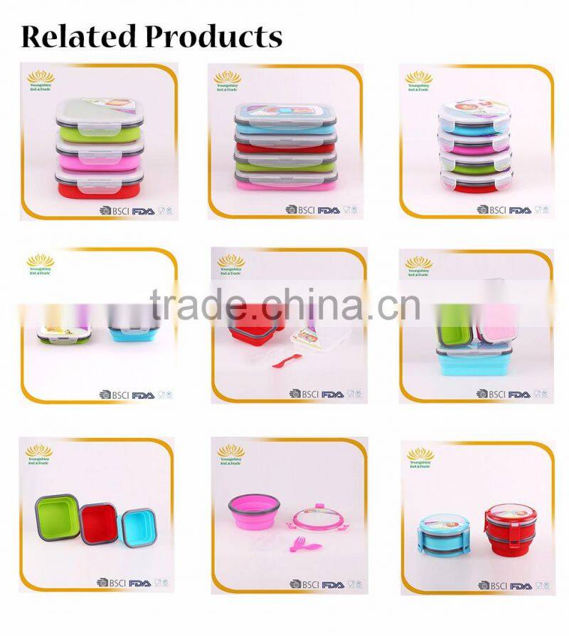 Silicone collapsible tiffin lunch box