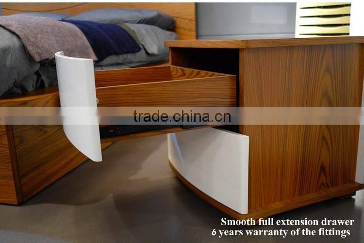 Contemporary Wooden Double Bed Frame Designs With Storage B-814