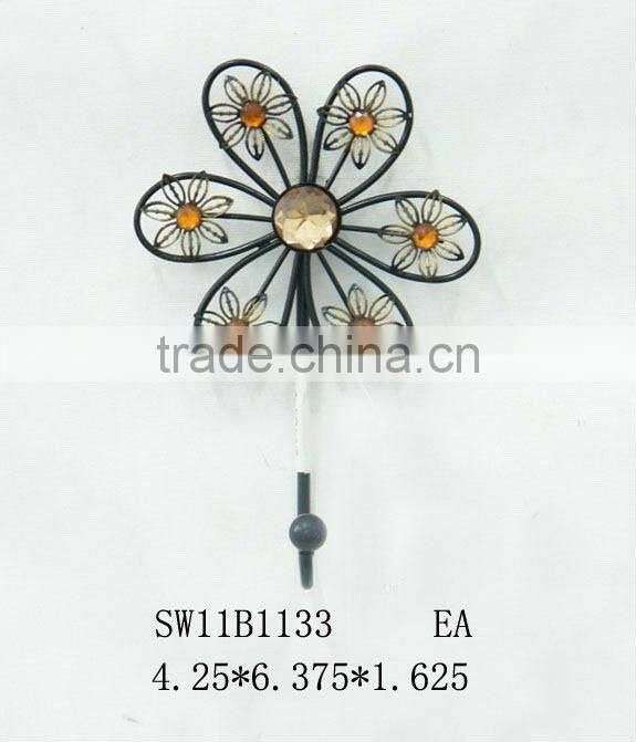 Metal flower wall hook