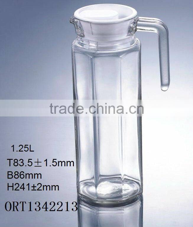Glass jug with handle and lid