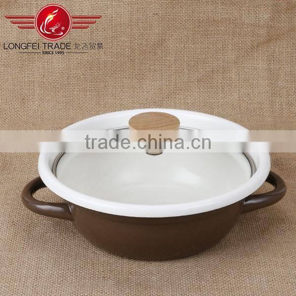 Eco-friendly kitchenware enamel cookware/ enamel crock pot with glass lid