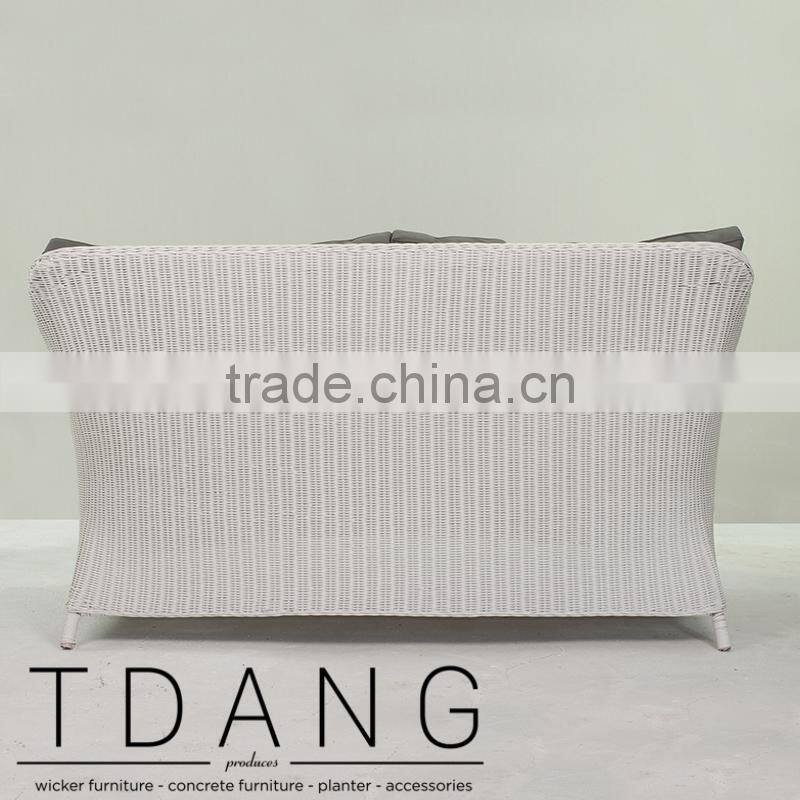 Flourish Hand-made Wicker Sofa - Contemporary White Rattan furniture garden bench.