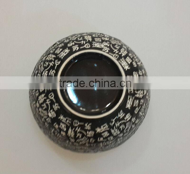 5.2inch Ceramic Japanese black your logo soup noodle bowl