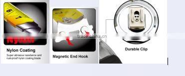 High quality Co-molded rubber case retractable measuring tape steel tape