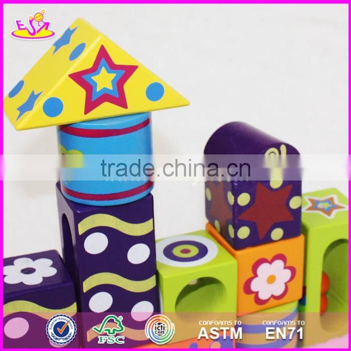 2017 New design children preschool imagination building block wooden bricks toys W13A108