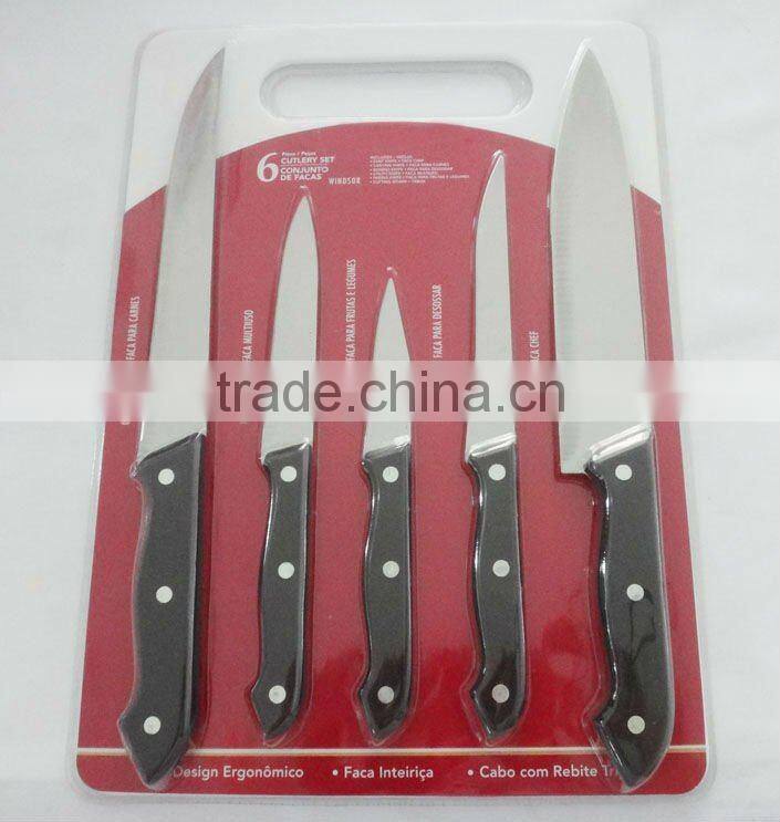 5 pcs kitchen knife set with chopping board