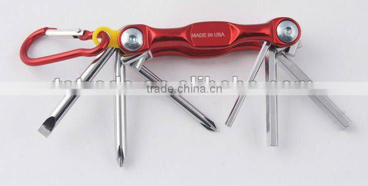 2014 new Stock pocket mini multi aluminium oxide promotion bike keychain tools 603-6