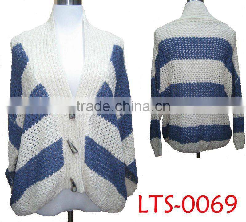 2012 women's knitted stripes cardigan sweater