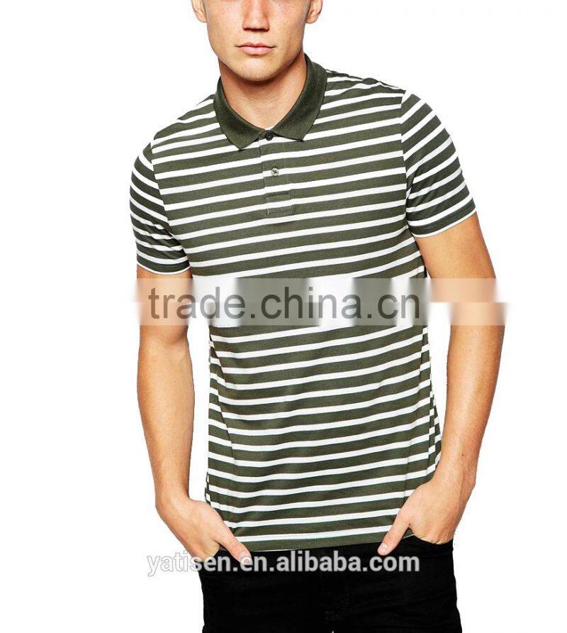 2015 new short-sleeved Mens Polo, Slim Korean version of the double-neck stripe Polo-shirts
